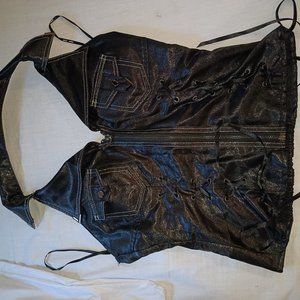Faux Leather Corset Shirt